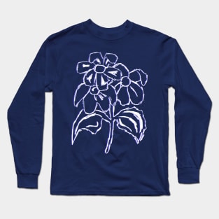 FLOWERS HANDSKETCH BLUE LAZER Long Sleeve T-Shirt